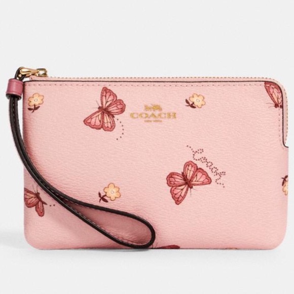 Coach Handbags - Coach Butterfly Print Corner Zip Wristlet